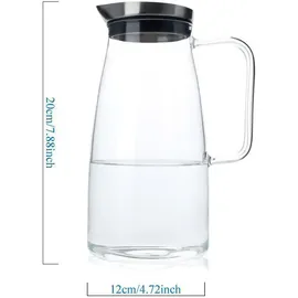 Intirilife Karaffe in KLAR - 1,2l Krug aus Borosilikatglas mit Henkel und Deckel Kaffee, Wasser
