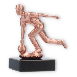 Pokal Metallfigur Kegeln Herren bronze auf schwarzem Marmorsockel 11,4cm