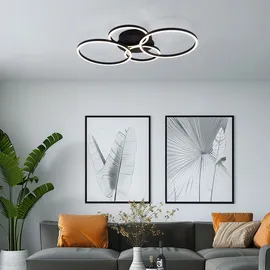 GLOBO LED Deckenleuchte, Ring Design, schwarz matt, L 65,5 cm
