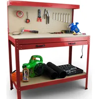 BITUXX Werktisch Werkbank Arbeitstisch Arbeitsplatte Lochwand und Schublade, Rot