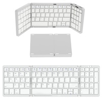 Sikai Faltbare Bluetooth-Tastatur mit Nummernblock QWERTY-Layout,Mini-Tablet/Handy/Laptop-Tastatur, kabellose wiederaufladbare Tastatur, kompatibel mit Pad/Mac/Surface Pro/Galaxy Tab(Silber)