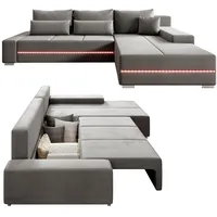 Juskys Sofa Davos mit LED - Hellgrau