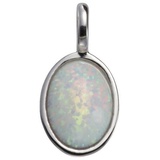 VIVANCE F Anhänger 925/- Sterling Silber Imit. Opal Weiß 1 5Cm Glänzend