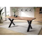 Main Möbel Esstisch mit Baumkante 180x90cm 'Pinta' Altholz & X-Fuß - Schwarz