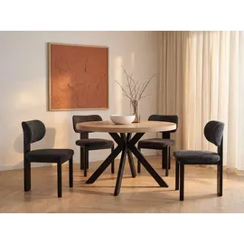 vente-unique Esstisch oval 220 x 76 x 120 cm schwarz
