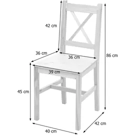 Mendler Einzelst�ck | 2er-Set Esszimmerstuhl HWC-F77, Lehnstuhl Küchenstuhl Stuhl, Massiv-Holz Landhaus ~ weiß