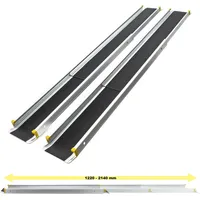 Wiltec 2x Alu Teleskop-Rampe 270 kg 121,5-213,5 cm mit Antirutsch-Belag & seitlich erhöhten Schienen, Rollstuhlrampe