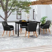 VidaXL 5-tlg. Garten-Essgruppe mit Kissen Schwarz