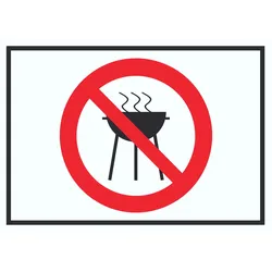 Grillen verboten Symbol Schild A4 Rückseite selbstklebend