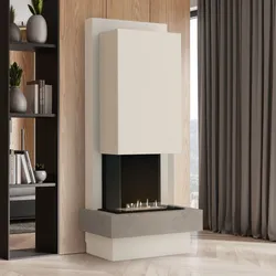 muenkel design Milano [moderner Design Ethanolkamin]: Concrete (Betonoptik) - Planika Senso - Haube weiß