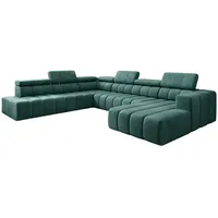 Luxusbetten24 Schlafsofa Designer Sofa Aurora Maxi, mit elektrischer Sitzerweiterung grün