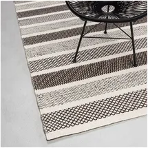 rug n' roll Wollteppich 2-Seitiger Skandi, modern, flachgewebe, strapazierfähig, handgewebt, Rechteckig grau 55 cm x 80 cm