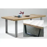 Esstisch 160x100cm Eiche durchg. Lamelle U-Gestell Schwarz NEU/OVP