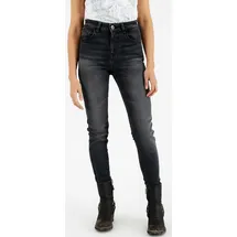 Rokker High Waist Damen Motorrad Jeans schwarz-grau, Größe 32