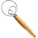 layba Dänischer Teigbesen – Edelstahlschlaufen & ergonomischer Holzgriff – Perfekt für Brot-, Kuchen- & Pizzateig – Robust, langlebig