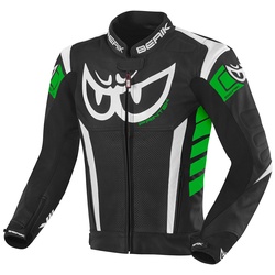 Berik Zakura Motorrad Lederjacke, schwarz-weiss-grün, Größe 58 für Männer