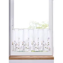 bonprix Scheibengardine mit Blumenstickerei, beige, 45x114 cm