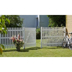 Holz Gartenzaun Retro in Weiß - Skandinavische Zaunserie mit 12 Zaunelementen