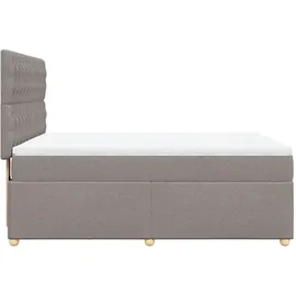 vidaXL Boxspringbett mit Matratze Taupe 140x200 cm Stoff
