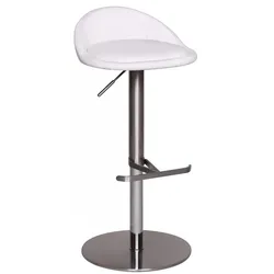 Barhocker `Donau`, höhenverstellbar, halbrunde Rückenlehne, Edelstahl, max. 110 kg Belastung. Weiß, 43x43x90 cm | Kadima Design