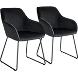 Tectake tectake® Esszimmerstuhl, Jeane, Samtoptik, durchgehende Lehne, 57 x 61 x 85,5 cm, Belastbarkeit 120 kg
