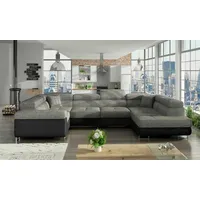 Design Ecksofa Schlafsofa Bettfunktion Couch Leder Polster Textil Sofas Neu 5625 - Grau/Schwarz
