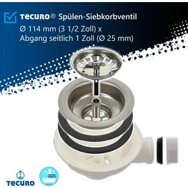 tecuro Siphon Siebkorbventil Ø 114 mm (3 1/2 Zoll) x Abgang seitlich 1 Zoll (Ø 25 mm)