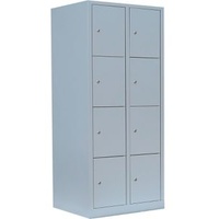 Lüllmann Schließfachschrank X-523420, aus Metall, 8 Fächer, 80 x 180 x 50cm, lichtgrau