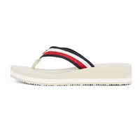 Tommy Hilfiger Damen Flip Flops Wedges Sandalen, Elfenbein (Muslin), 36