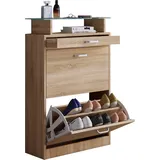 VCM Schuhschrank Maße: H. 91 x B. 59 x T. 22 cm 2 Klappen schmale Schublade praktische Ablage - Sipos M