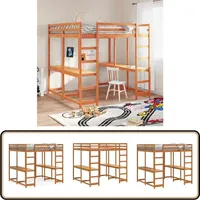 Vidaxl - Hochbett mit Schreibtisch & Leiter Braun 160x200 cm Kiefernholz - Holzbett - Hochbett - Jugendzimmer - Kinderzimmer - Schlafzimmereinrichtung