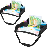 INFANZIA Reisetisch Kindersitz für Kinder - Knietablett, Snack Tablett, Kindersitz Rücksitz für Auto Flugzeug Zug Reisen - Unterstützung, Faltbarer Organizer (Schwarz-2er)