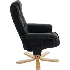 Mendler Relaxsessel M56 Kunstleder 80 x 100 x 80 cm Schwarz mit Hocker
