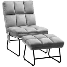 MCombo - M Relaxsessel Fernsehsessel Loungesessel Sessel Hocker Set Stoffbezug Grau