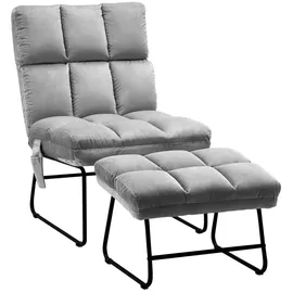 MCombo - M Relaxsessel Fernsehsessel Loungesessel Sessel Hocker Set Stoffbezug Grau