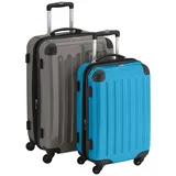 HAUPTSTADTKOFFER - Alex - 2er Koffer-Set Hartschale glänzend, 65 cm + 55 cm, 74 Liter + 42 Liter, Graphit-Blau