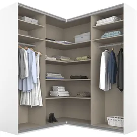 Rauch Quadra weiß (alpinweiß, hochglanz weiß), B:181cm H:229cm T:187cm, Holzwerkstoff, Schränke, Schwebetürenschrank, Eckschrank inkl. Türendämpfer, mit Spiegeltüren