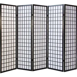 Homestyle4u Paravent Raumteiler 5 teilig Holz Schwarz 220x175 cm