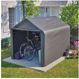 CHICFURN Gerätehaus Fahrradgarage Gartenschuppen-Zelt mit Stahlgestell für Garten, BxT: 100,00x220,00 cm, (Packung, 1 St), Für Fahrrad, Gartengeräte & Zubehör 160x220x165 cm Dunkelgrau grau 100,00 cm x 220,00 cm