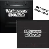 Bosch Herdset Bosch Backofen Teleskopauszug mit PKM Induktionskochfeld - schwarz, autark, 60 cm