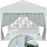 Tillvex® 2x Seitenwand Grau Für Pavillon 3x3m & 3x6m  Faltpavillon Seitenteile Wasserabweisend  Seitenfenster & Reißverschluss  Seitenwände Für Gartenzelt Partyzelt