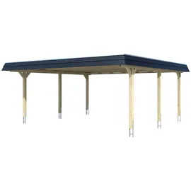 SKANHOLZ Doppel-Carport Wendland 6,30 x 6,37 m beige inkl. Regenrinne/Pfostenanker