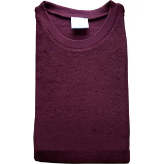 Damen Frottee Pyjama mit Rundhals, Uni Oberteil, Herz, Ringel Hose, Bordeaux, 59897, Gr. M 40/42 - 40-42