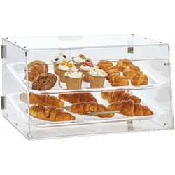 VEVOR 2-stöckige Gebäck-Vitrine,  Kommerzielle Tabletts 510 x 350 x 35 mm, Bäckerei-Vitrine, Acryl-Vitrine mit Zugang zur Hintertür und abnehmbaren Regalen, für Donut-Bagels, Kuchen, Kekse usw.