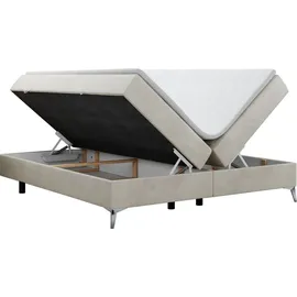 MKS Meble Boxspringbett ohne Kopfteil mit Bettkasten, Bett niedriges Kopfteil, Polsterbett ohne Kopfteil - LESS - 140x200cm - Beige - H4 - Beige