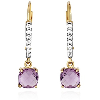 NKlaus Paar Ohrstecker Paar Ohrhänger 333 Gelbgold 8 Karat 7,5x6mm echt Amethyst Damen Ohrrin