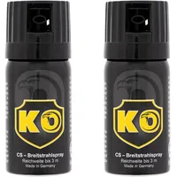 2 Stück KO Security CS-Spray 40 ml – Breitstrahl Personenabwehrspray mit BKA-Zulassung - modernes Design - kompakt und diskret