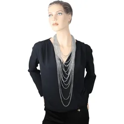 Lange Kette "Cascade", Damen, Gr. one size, Metall, silber (silbern), COLLEZIONE ALESSANDRO, Basic, Halsketten, 12-reihige Gliederkette