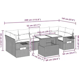 vidaXL Gartensofa-Set 8-tlg. grau