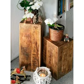 amagohome Blumensäule 27 x 27 x 50 cm Braun